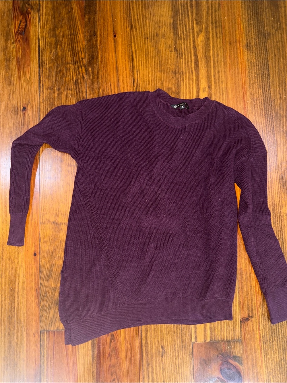 Athleta Women's Crewneck Asymmetric hem Sweater in Plum